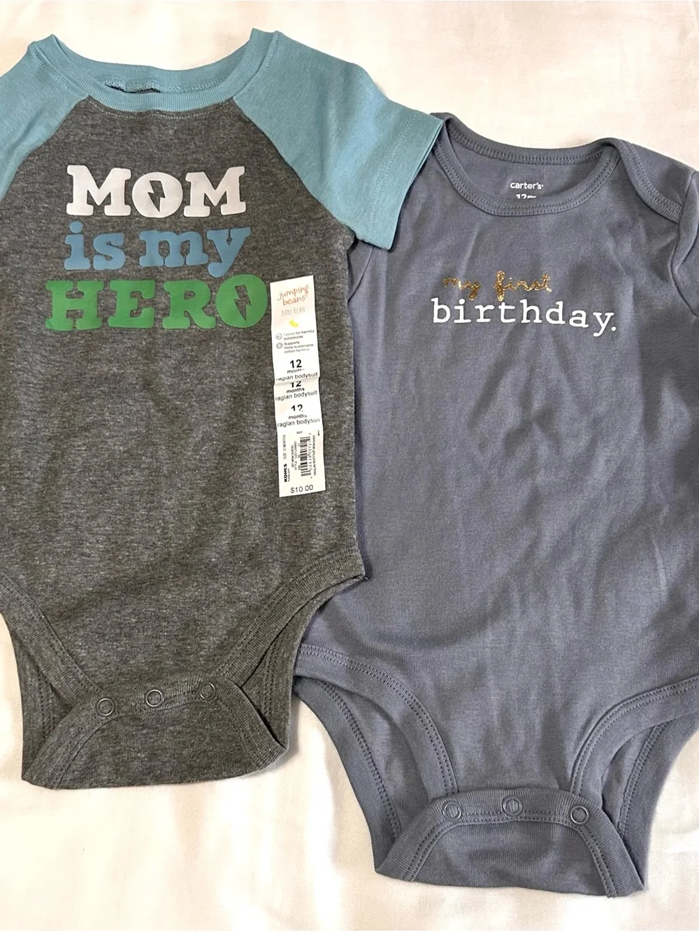 12 Month Bundle 6 pieces! Long and Short Sleeve Bodysuits and Sweatpants